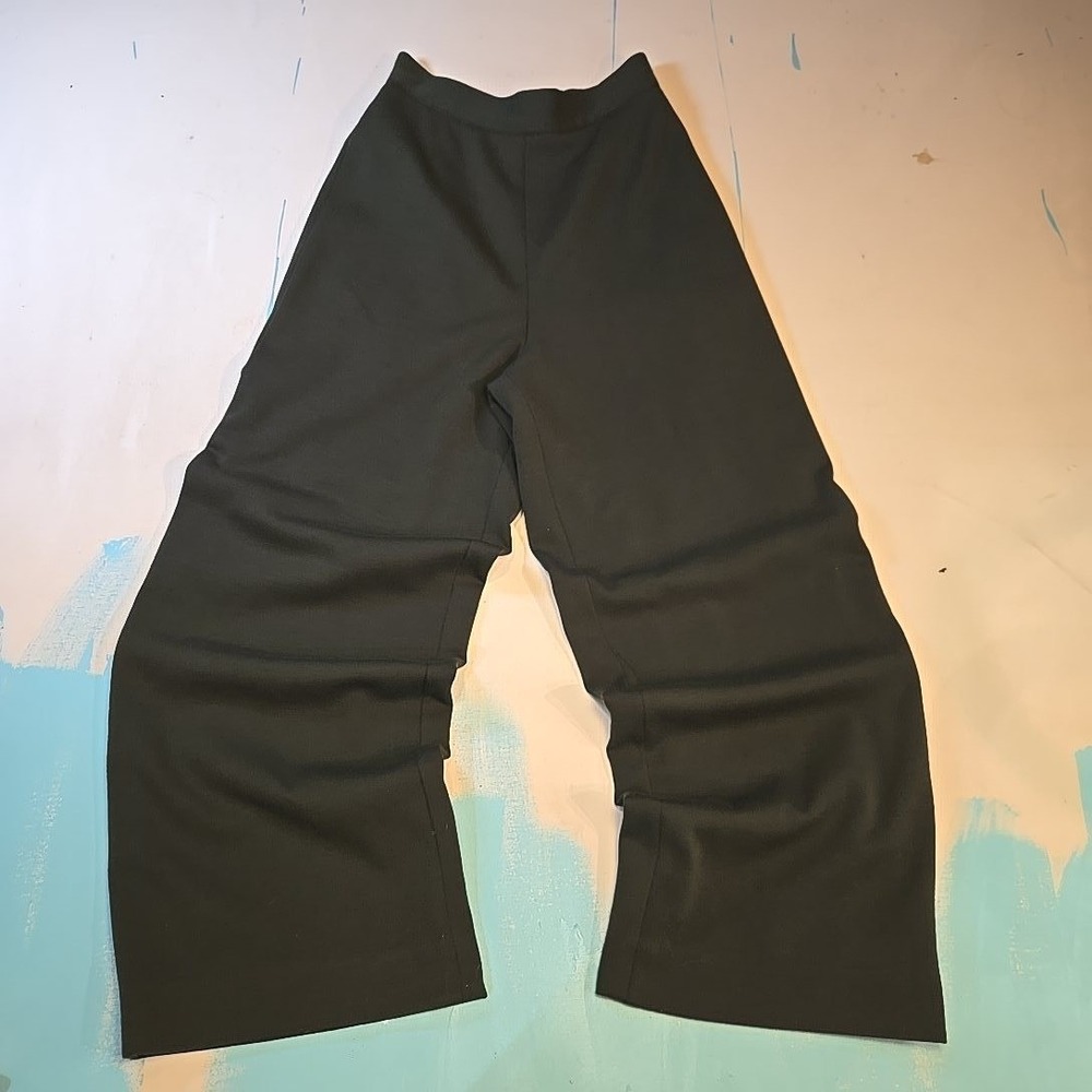 Gemma Kahng Size 6 Wool Wide Leg Trousers Made USA Black MOD Minimal 90s Regular